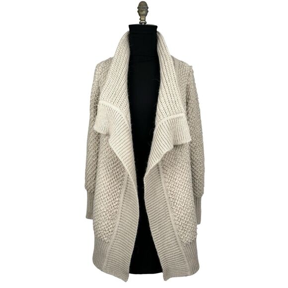 Banana Republic Sweaters - Banana Republic Chunky Knit Waterfall Cardigan Womens Small Tan Wool Alpaca Cozy